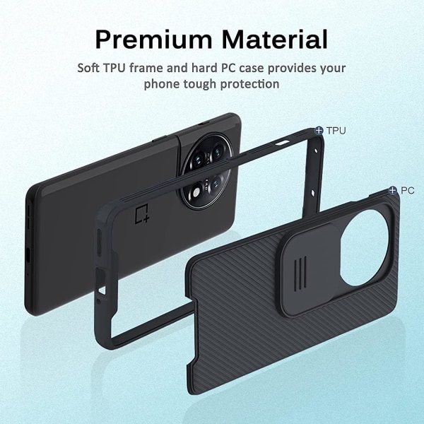 Case kompatibelt med Oneplus 11, Anti-slip Pc+tpu Slim Shockproof Case med Slide Camera Cover Green For OnePlus 11