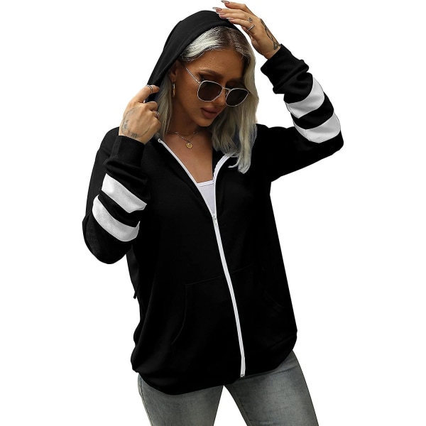 Womens Active Long Sleeve Zip Up Hoodies Med Fickor Hooded Sweatshirts Jackor S