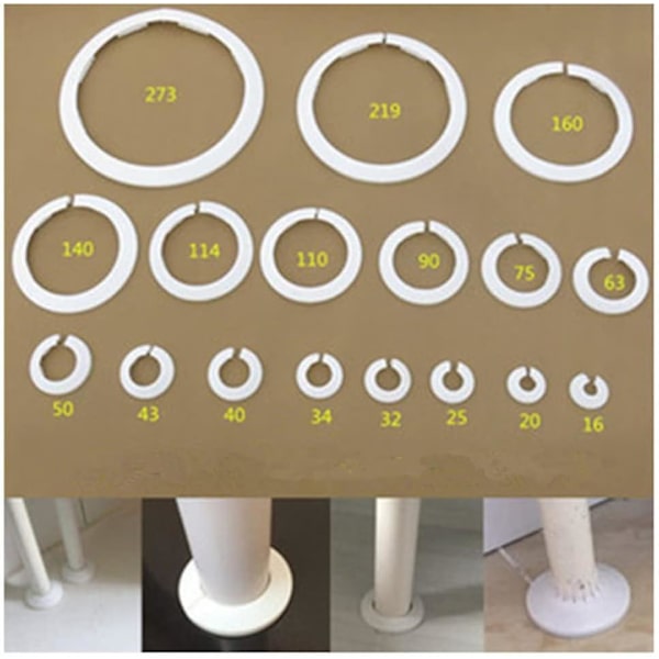 4 kpl Seinälaipan ulkohalkaisija Laippa Helppo asennus Muovinen patterin peitelevy Vesiputken viemärilinjan suojus Kaulus Seinäputken suojus Koristelu Pi White 16mm