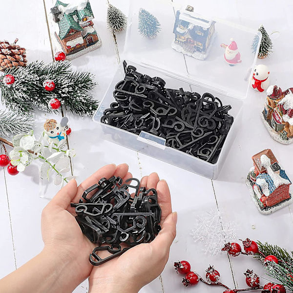 Julbelysningsklämma Utomhus Rännkrok Väderbeständig Utomhusbelysningsklämma Julbelysningsklämma För Juldekoration Slingljus (svart, 120 stycken)