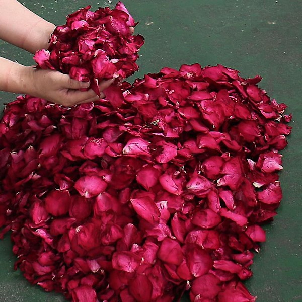 150 gram/ 5,3 oz Naturlige ekte røde roseblader Tørkede roseblader for bryllupsdekorasjon Badekar Fotbad Bryllupskonfetti Håndverkstilbehør