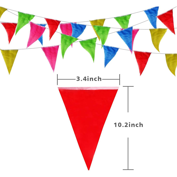 79 meter 150 stk. Flerfarvede Vimpler Banner Regnbue Farverige Nylon Flag til Fødselsdagsfest Dimissionspynt Vejrbestandig Grand Opening Fejring