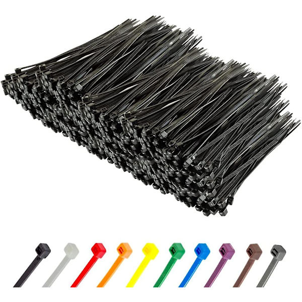 Små lilla kabelbinder, 100 mm x 2,5 mm, bulkpakke med 1000, 4\" Premium nylon Black 150mmx3.6mm