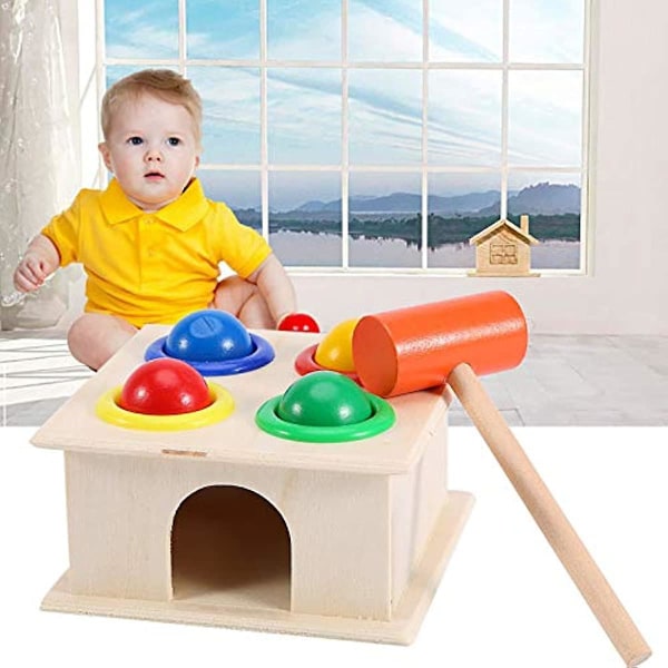 Träleksakshammare och 4- set Barn Barn Game Early Learning Educational Toy