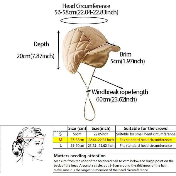 Vinter Kvinnor Trapper Bomber Sherpa Vattentät Yetsye Puffer Hat Quiltad Puff Visor Cap Öronlappar khaki