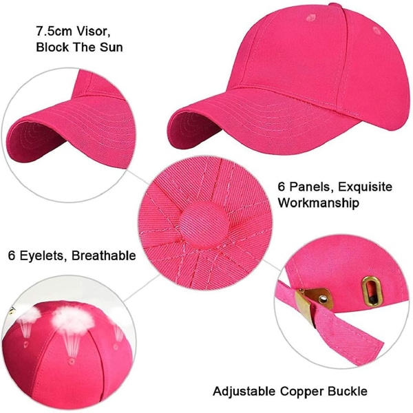 Baseball Cap Messy Bun Hestehale Halv Mesh Justerbar Kasket Hat Unisex Polo Stil Klassisk Sports Casual Almindelig Sommer Solhat Rose red