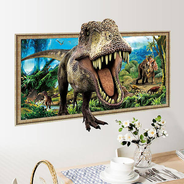Sztxj Dinosaurie 3D-väggdekaler, avtagbara väggdekaler för pojkrum, barnrum, barnrum (23,6 * 35,4 tum)