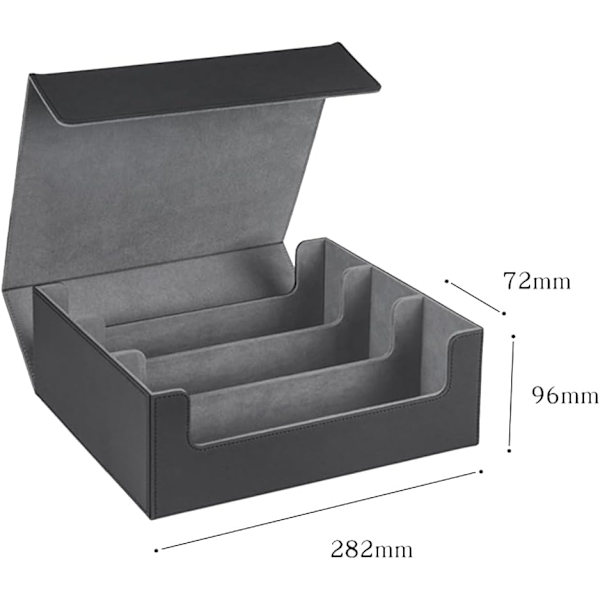 Beausoleil 1-delt magnetisk kortopbevaringsboks Top Side-Loading Deck Case Spilkortboks Sort+Grå