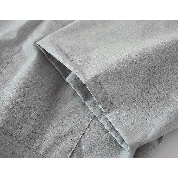 Miesten kimono kylpytakki kevyt puuvillainen kimono kylpytakki pitkä kylpytakki pyjama yöasu yöpaita taskulla Light Grey 2XL