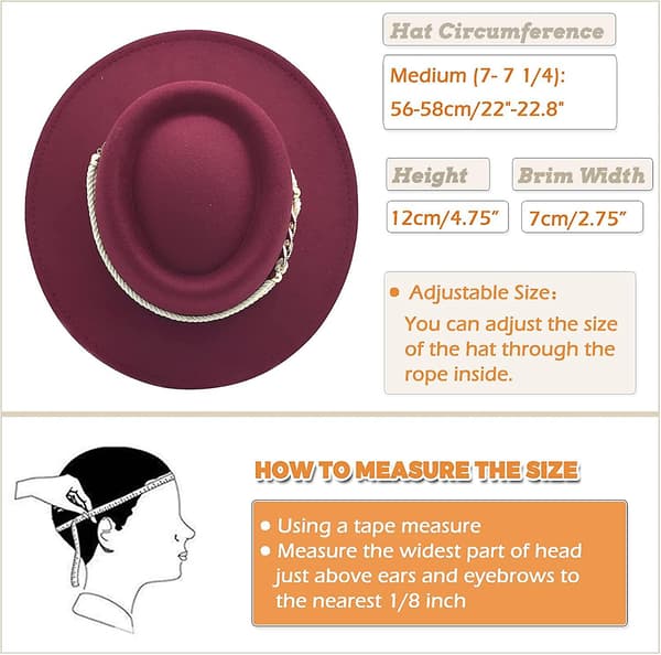 Dame Wide Brim Fedora Hat Med Bæltespænde Pork Pie Hat Red