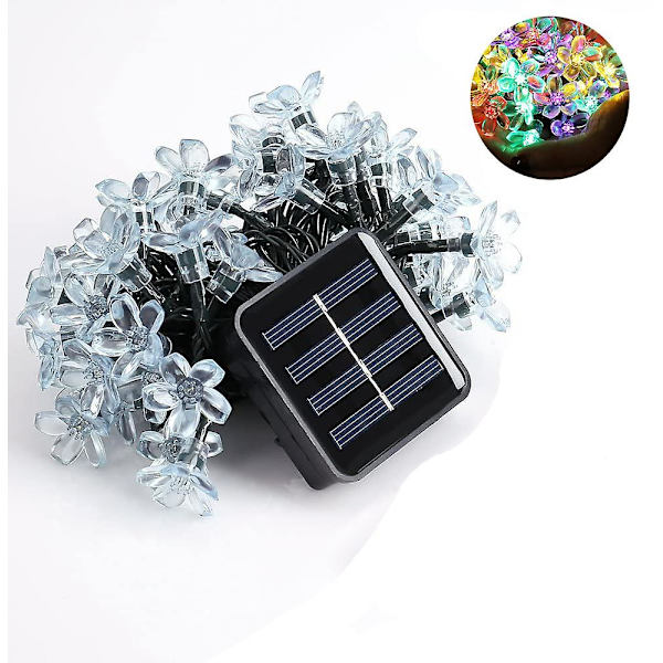 Solcellslampkedja Utomhus Blommor, 7m 50 Leds Ljuskedja Sol Utomhus Vattentät Led Ljuskedja Färgglad För Trädgård Balkong Terrass Jul Bröllop