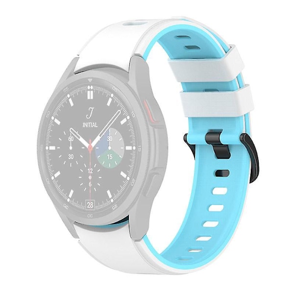 Tvåfärgat silikonarmband för Galaxy Watch4/5/6 40mm 44mm/Watch6 Classic 43mm 47mm/Watch 5 Pro 45mm White Sky Blue