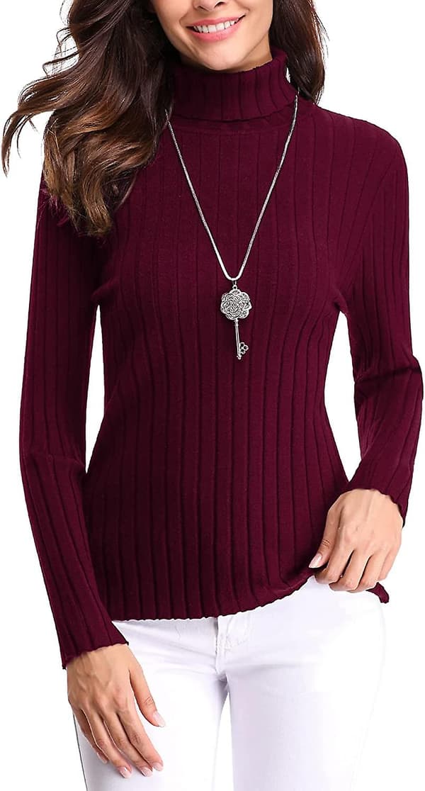 Strikkede Jumpere Dame Pullover Sweater Kvinder Langærmet Rullekrave Jumper
