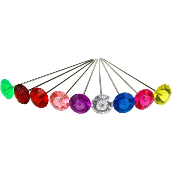 400 st färgglada sömnadsnålar, 50 mm/1,97 tum Akryl Pearl Head Pins Crystal Head Corsage Pins för klänningssydd Smyckekomponenter Blomdekoration