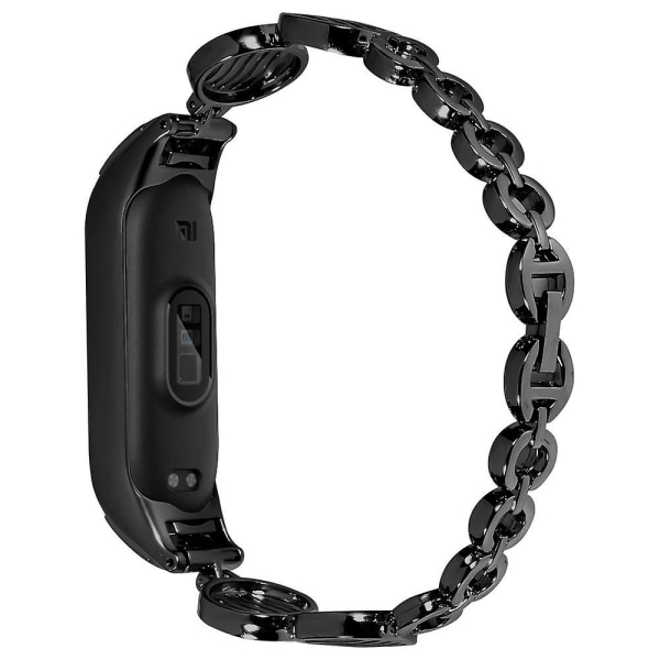 Vattenvågsklockarmband för Xiaomi Mi Band 3/4, slitstarkt armband i rostfritt stål Black