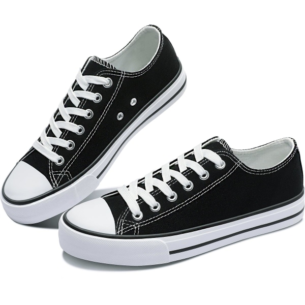 Dame Canvas Mode Sneakers Søde Lave Sko Komfortable Canvas Gåsko Til Damer EU 37 black