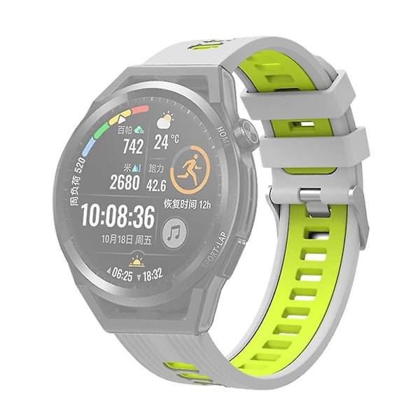 20mm Silikon Sportrem For Samsung Galaxy Watch6 40/44mm/Watch 4/5 40/44mm /5 Pro 45mm Dobbelt Farge Grey  Green