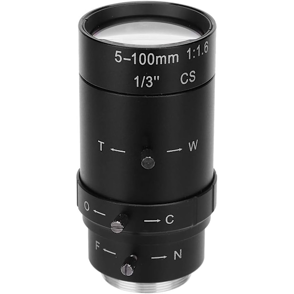 1.3MP Zoom Kameralinse 5-100mm CS-Mount Aluminiumlegering CCTV Kameralinse for Sikkerhetskamera