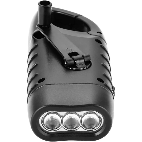 Handvev solcellsdriven ficklampa, nödladdningsbar LED-ficklampa, överlevnadsficklampa, snabb snäppkarbin Dynamo ficklampa ficklampa för utomhus