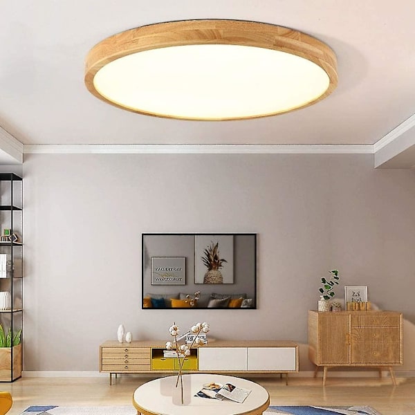 18w Loftslampe i massivt træ, 1600lm LED, 30cm varm hvid, 3000k [Energiklasse A++]