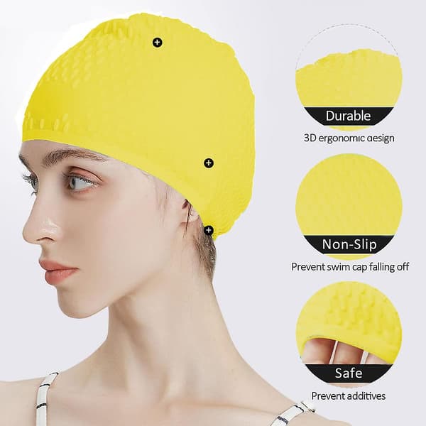 Simningsmössa i silikon, elastisk vattendroppemössa för män och kvinnor yellow