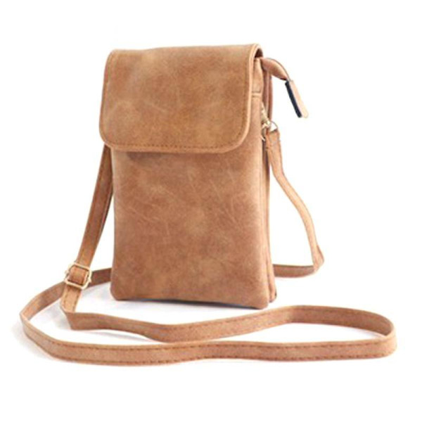 Retro PU-nahkainen olkalaukku pieni olkalaukku puhelimen säilytyspussi matkalaukku Light Brown Matte