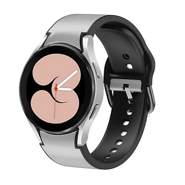20mm nahkapäällysteinen ranneke Galaxy Watch4/5/6 40mm 44mm/Watch6 Classic 43mm 47mm/Watch 5 Pro 45mm -kelloille White