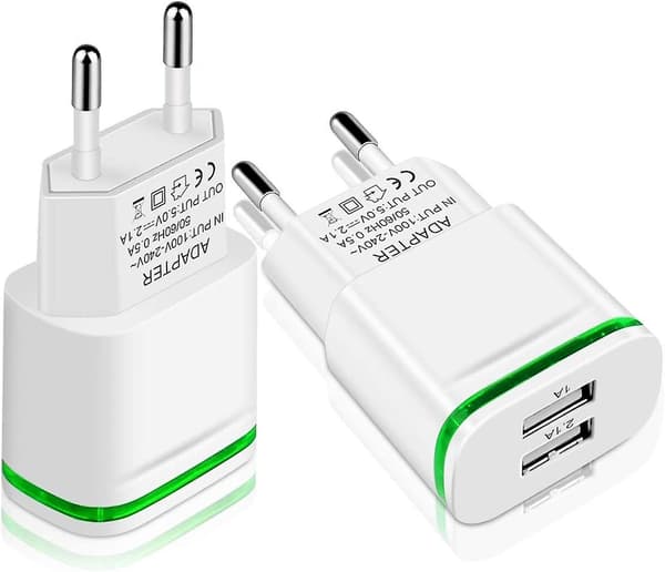 Usb-väggladdare, 2-pack 2.1a 5v 2-portars universell LED-strömförsörjningsadapter