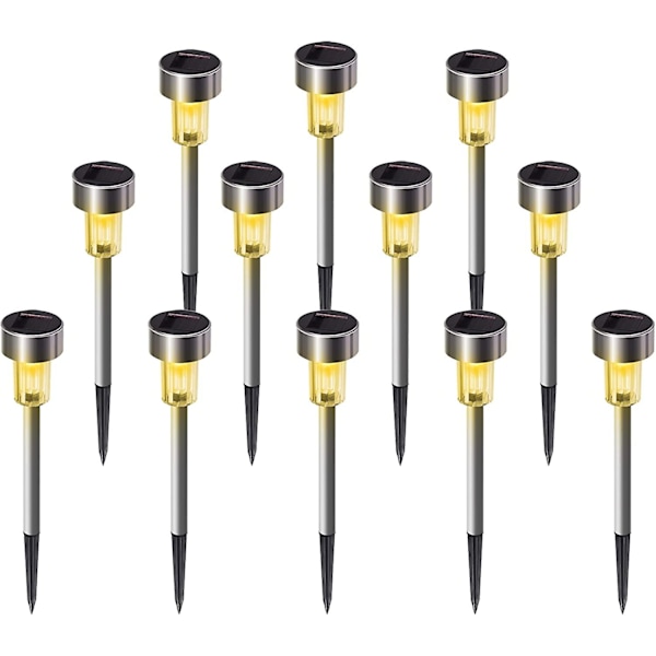 Solcellslampor utomhus, rostfritt stål vattentäta utomhuslampor - 12-pack, LED-landskapsbelysning utomhus solcellslampor solcellslampor solcellslampor