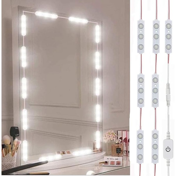 Led-peilivalot, Hollywood-tyyliset meikkipeilivalot, 3 metriä erittäin kirkasta valkoista LED-valoa, himmennettävä kosketusohjausvalonauha, meikkipeilipöytään