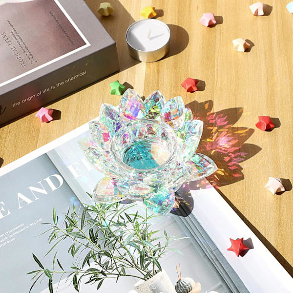 Krystal Lotus Blomst Fyrfadsstage Lotusblade Votiv Lysestage, Krystal Lotus Tealight Lysestage Lotus Dappen Skål