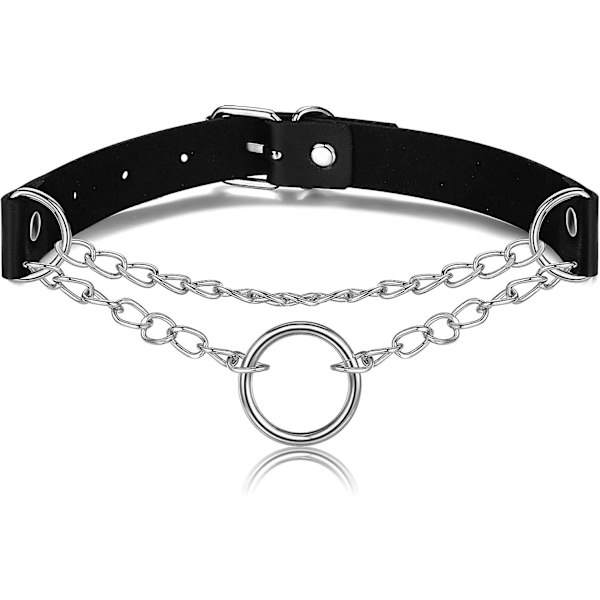 Sort PU Læder Gotiske Chokers Halskæder Til Yetsye Kvinder Piger. Justerbar Sexet Krave med Pigge