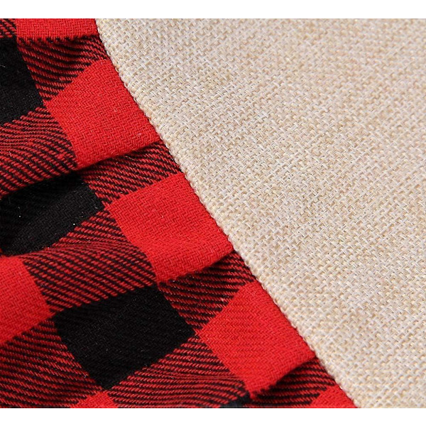 48 tommer juletræstæppe Buffalo Plaid Flæse Burlap Træstæppe Rustik Juledekoration