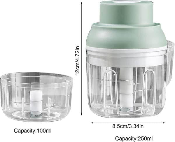 Elektrisk Hvidløgskværn Elektrisk Foodprocessor, 100+250ml