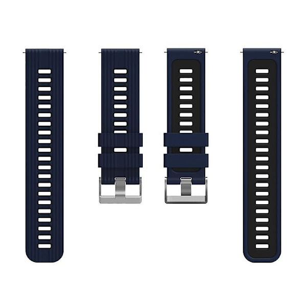 20mm Silikon Sportrem For Samsung Galaxy Watch6 40/44mm/Watch 4/5 40/44mm /5 Pro 45mm Dobbelt Farge Midnight Blue  Black