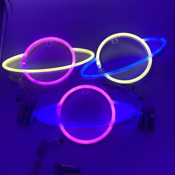 LED-neonskyltar, 1 st planet LED-ljus för väggdekor, USB-driven LED-planetskylt, planetneonskyltar för sovrum, sovsal, fest, bar, födelsedag, jul