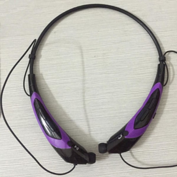Bluetooth hörlurar, Bluetooth 4.0 trådlöst halsbandsheadset med infällbara hörsnäckor, sportsvetttäta brusreducerande hörlurar purple