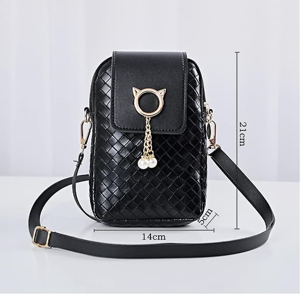 Mini Crossbody PU Skulderveske for Dame (svart)