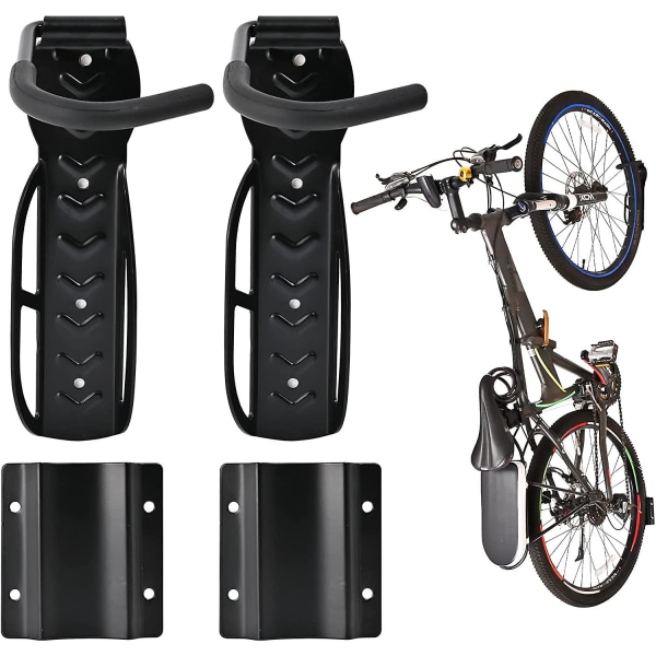 2pack Cykel Väggfäste Med Däckbricka Cykelkrok Cykelhållare För Garage Cykelhållare Cykelhängare Förvaring Vertikal Cykelkrok För Inomhus, Garag