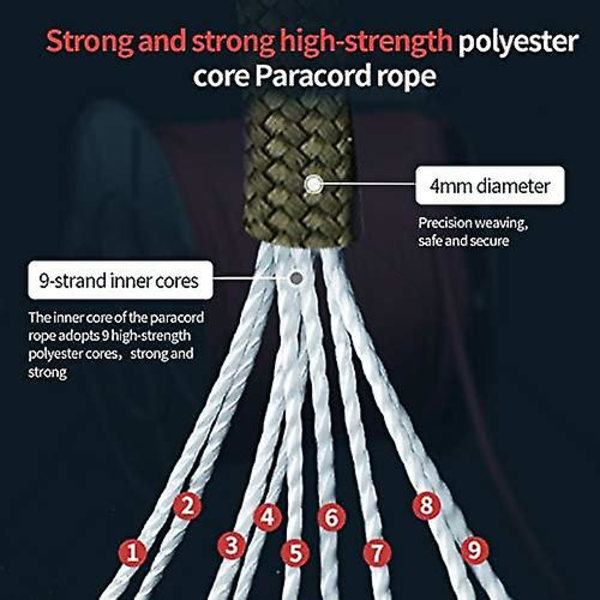 100m Multifunktionell 9-trådig kärnparacord Paracordrulle Polypropylen och polyester Utomhus överlevnadsrep Orange