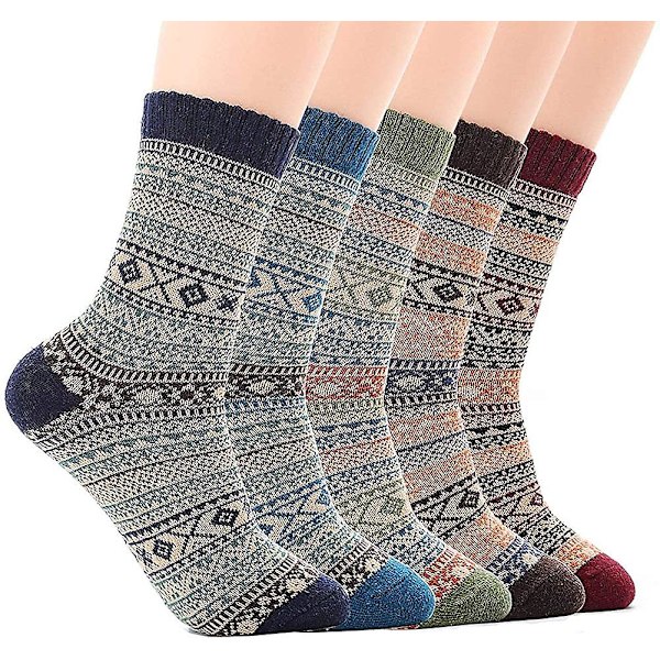 5 par herrars termiska strumpor vintage casual tjocka strumpor herrars vinter varma strumpor