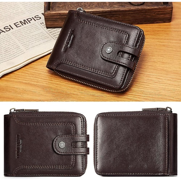 Bifold-plånböcker i läder för män med Acsergery Rfid Blocking Stor kapacitet ID's Window Present