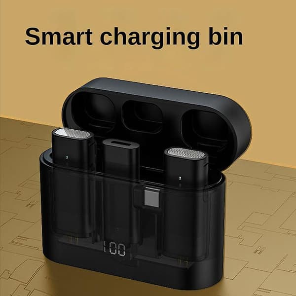 Bærbart trådløst mikrofonsett Lett Mini 2 Lavalier-mikrofon + mottaker med ladeetui Lightning Connector