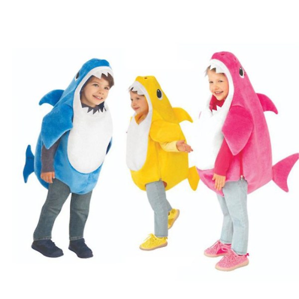 Söt bebis haj barnfamilj dagis jul scenkostym förälder-barn kostym Blue 90cm