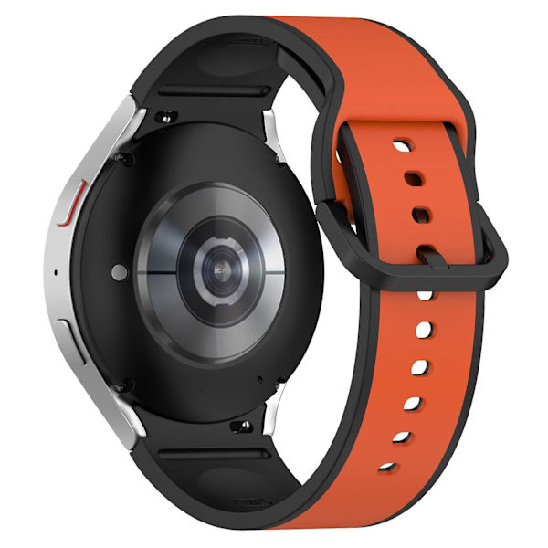 Andningsbar mjuk silikonklockarmband för Samsung Galaxy Watch6 40/44mm/ Watch 4/5 40/44mm /5 Pro 45mm Orange  Black