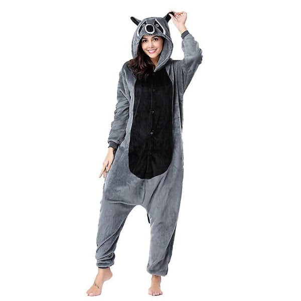 Tvättbjörn pyjamas män kigurumi djur kläder för vuxna tecknad cosplay kostym i ett stycke pyjamas overall kvinnor pyjamas bodysuits Raccoon onesie L