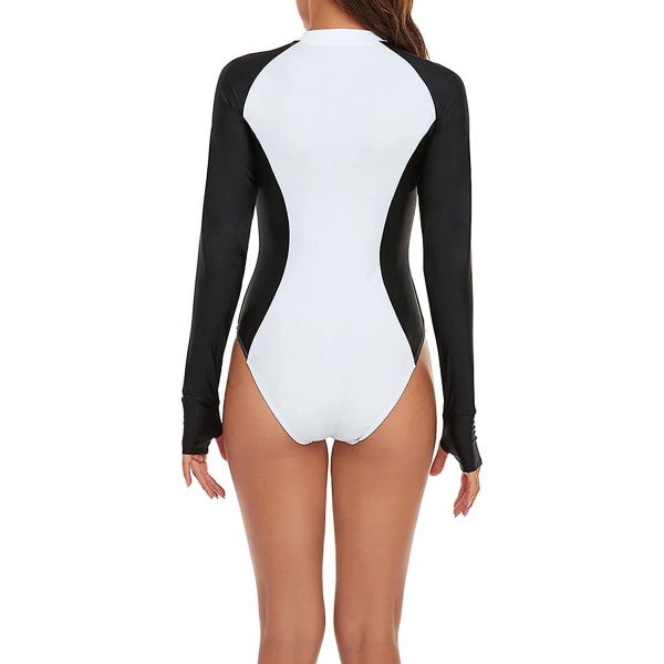Dame Langærmet Heldragt Badedragt Dame Langærmet Blad Badedragt 05 White M