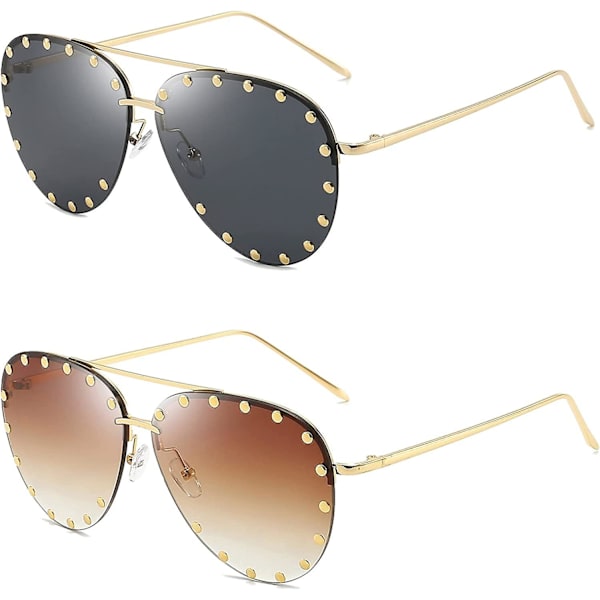 Heytea Nitade Solglasögon för Kvinnor Mode Nitade Aviator Solglasögon Metallram UV 400