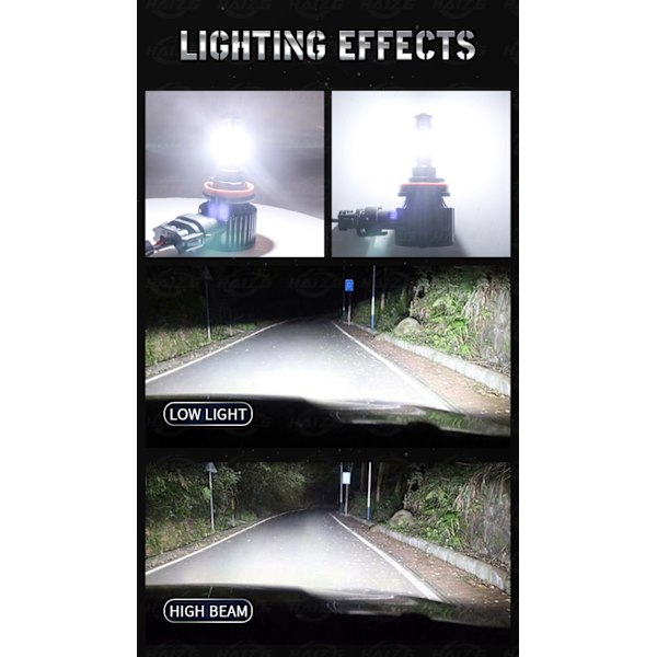 H11/H8/H9/H16 LED-lampor, 600 % starkare LED-lampor, 50 000+ timmars livslängd, 6000K Xenon White Non-polarity, 2-pack H7