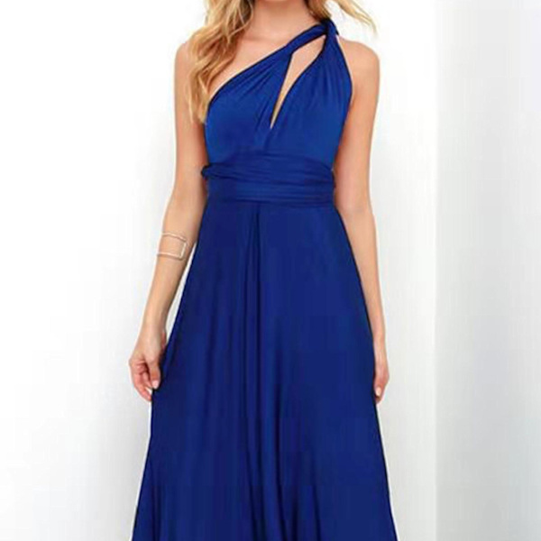 Nya Chiffong Brudtärnklänningar Balklänning Bröllop Ruched Formell festklänning för kvinnor Blue L